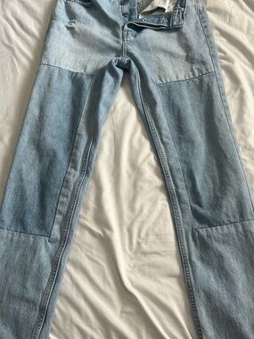 Everlane Women's Light Blue Patchwork Straight-Leg Jeans